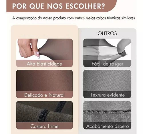 Meia Calça Feminina Peluciada de Lã Aveludada Confort Diva