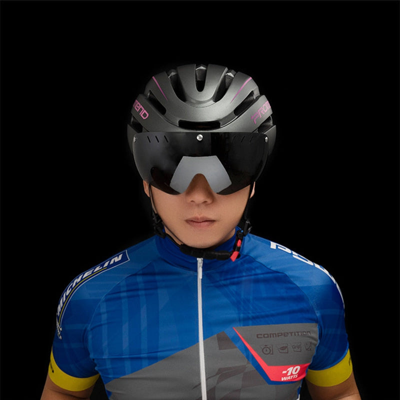 Capacete Ciclismo com Luz Traseira e Viseira Magnética Promend
