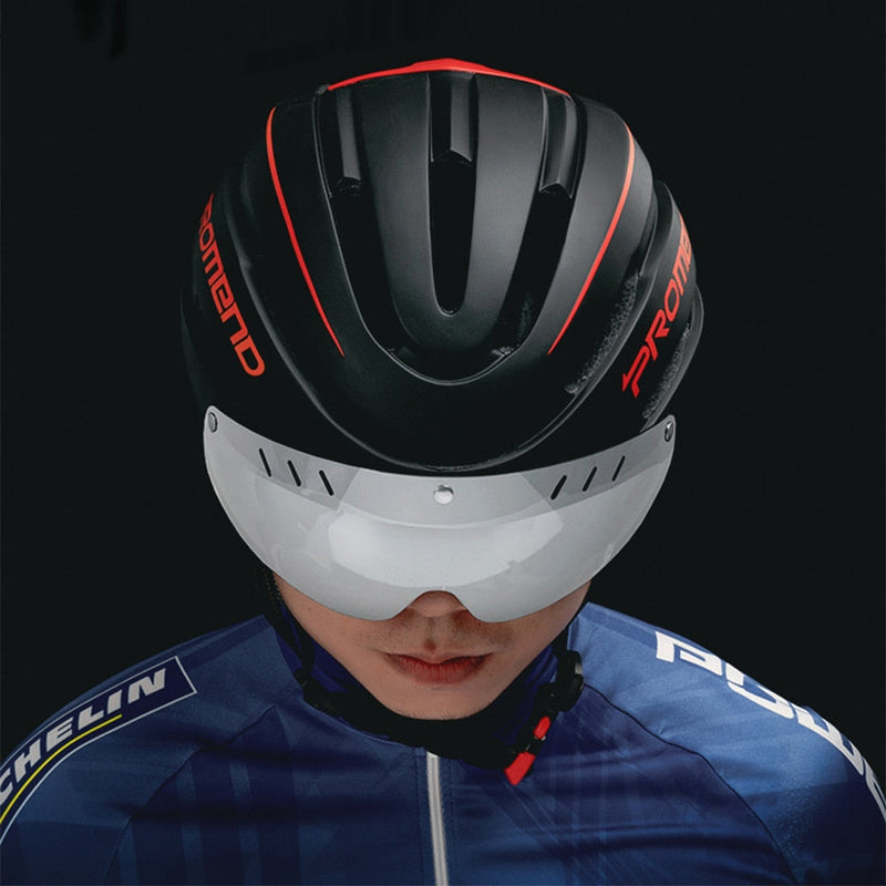 Capacete Ciclismo com Luz Traseira e Viseira Magnética Promend
