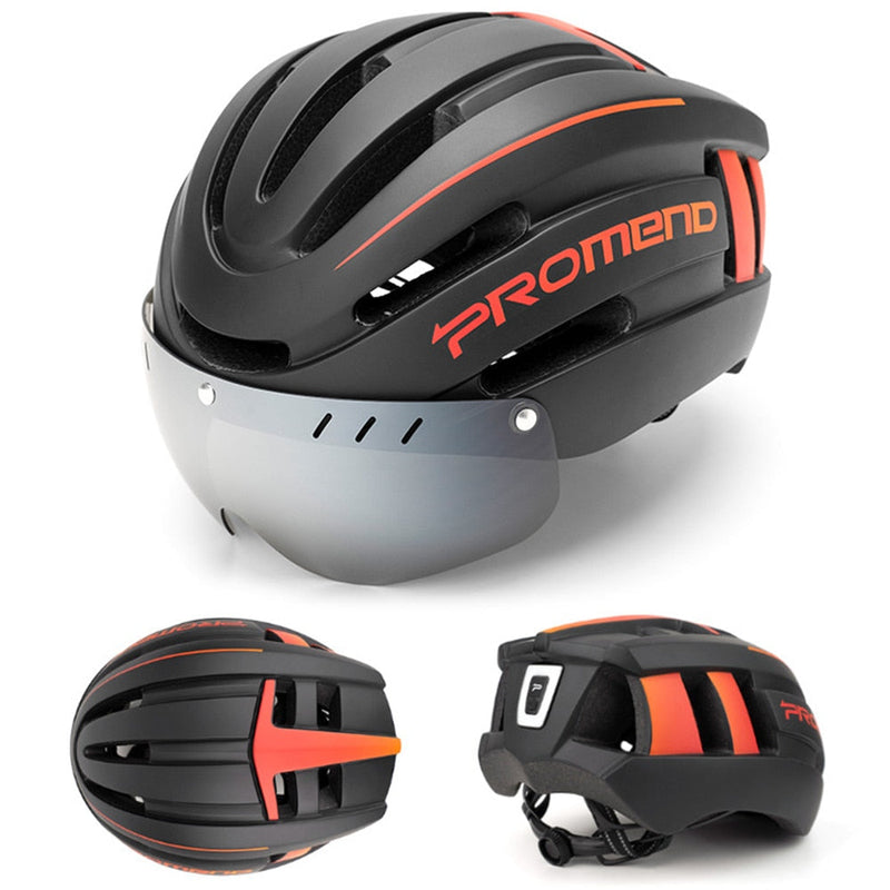 Capacete Ciclismo com Luz Traseira e Viseira Magnética Promend
