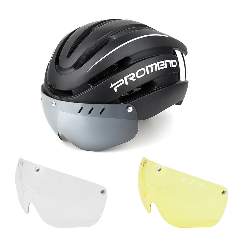 Capacete Ciclismo com Luz Traseira e Viseira Magnética Promend