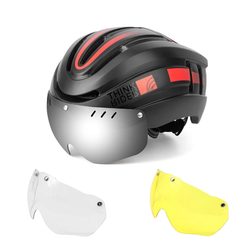 Capacete Ciclismo com Luz Traseira e Viseira Magnética Promend