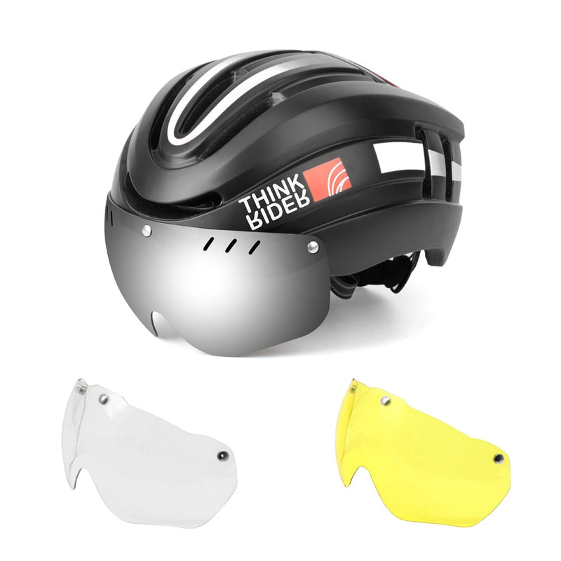 Capacete Ciclismo com Luz Traseira e Viseira Magnética Promend