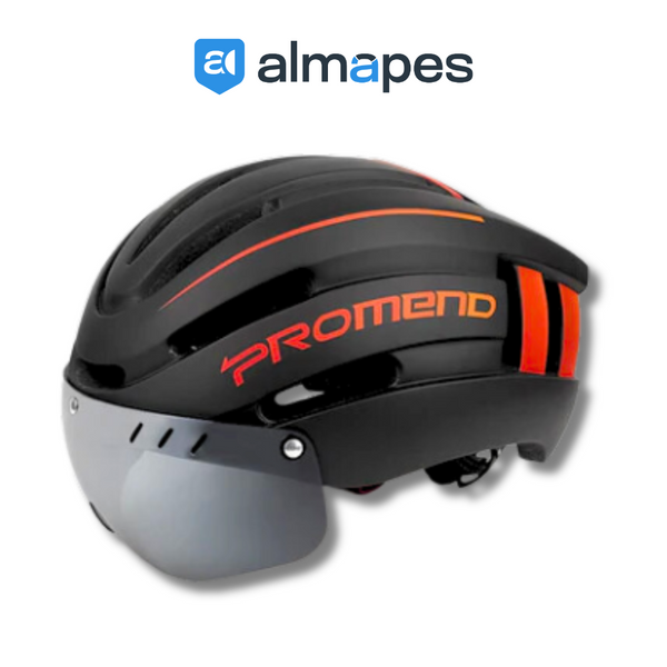Capacete Ciclismo com Luz Traseira e Viseira Magnética Promend