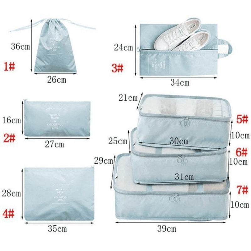 Kit com Bolsas Organizadoras Premium Para Viajem - Compre 5 Leve 7